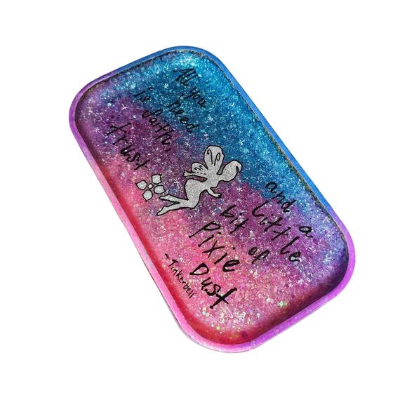 Tinkerbell Tray Glitter Colorful Epoxy Decorative Tray Handmade - Picture 3 of 4